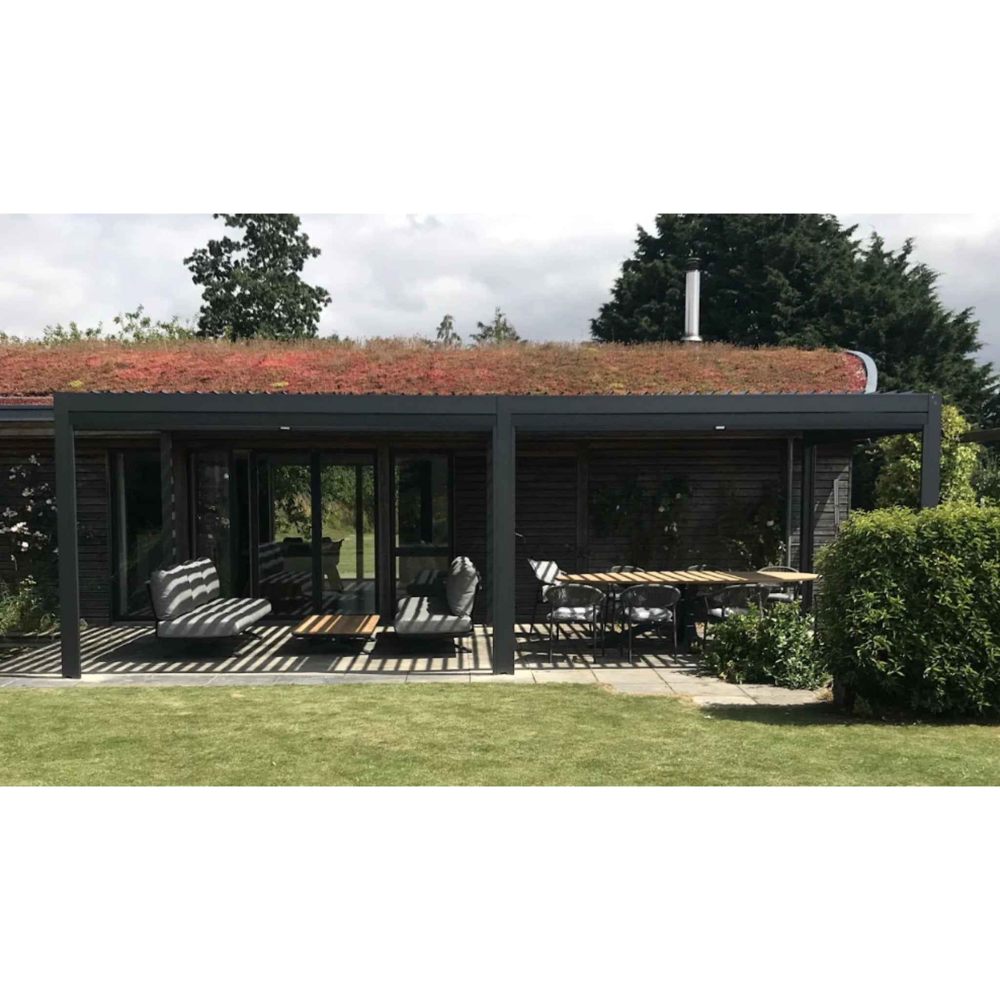 Suns Lifestyle Luxe Electric Louvered Roof LED Pergola – Various Sizes, Matt Royal Grey / 3.6m x 9m (8 Leg) – Premium Outdoor Living Products –