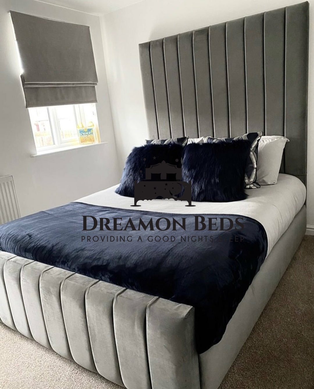 London Sleigh Bed Frame Available With Ottoman Storage – Endless Customisation – Choice Of 25 Colours & Materials – Dreamon Beds