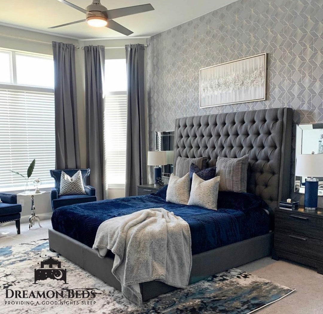 Giorgio Luxury Wingback Bed Frame Available With Ottoman Or Divan Storage – Choice Of 25 Colours With Varying Materials – Dreamon Beds