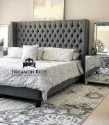 Monaco Wingback Bed Frame Available With Divan Or Ottoman Storage – Choice Of 25 Colours With Varying Materials – Dreamon Beds