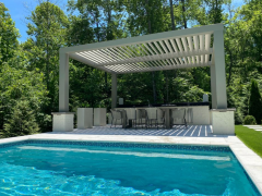 Arbors Direct – Modern Solace Freestanding Fiberglass Pergola With Fixed Louvers – 12′ x 18′ – Outdoor Living Retreat