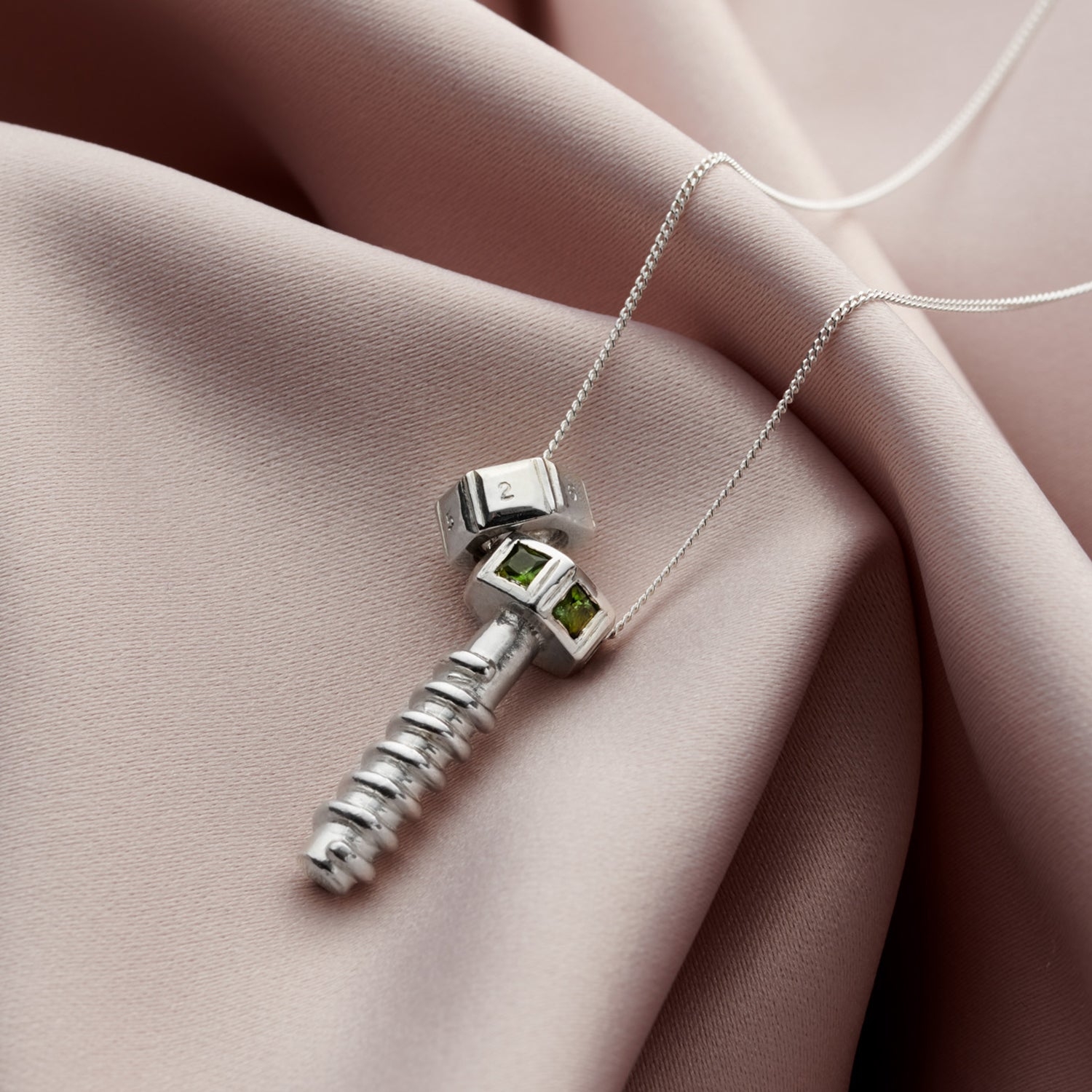Nut & Bolt Gemstone Personalised Pendant – Soremi Jewellery