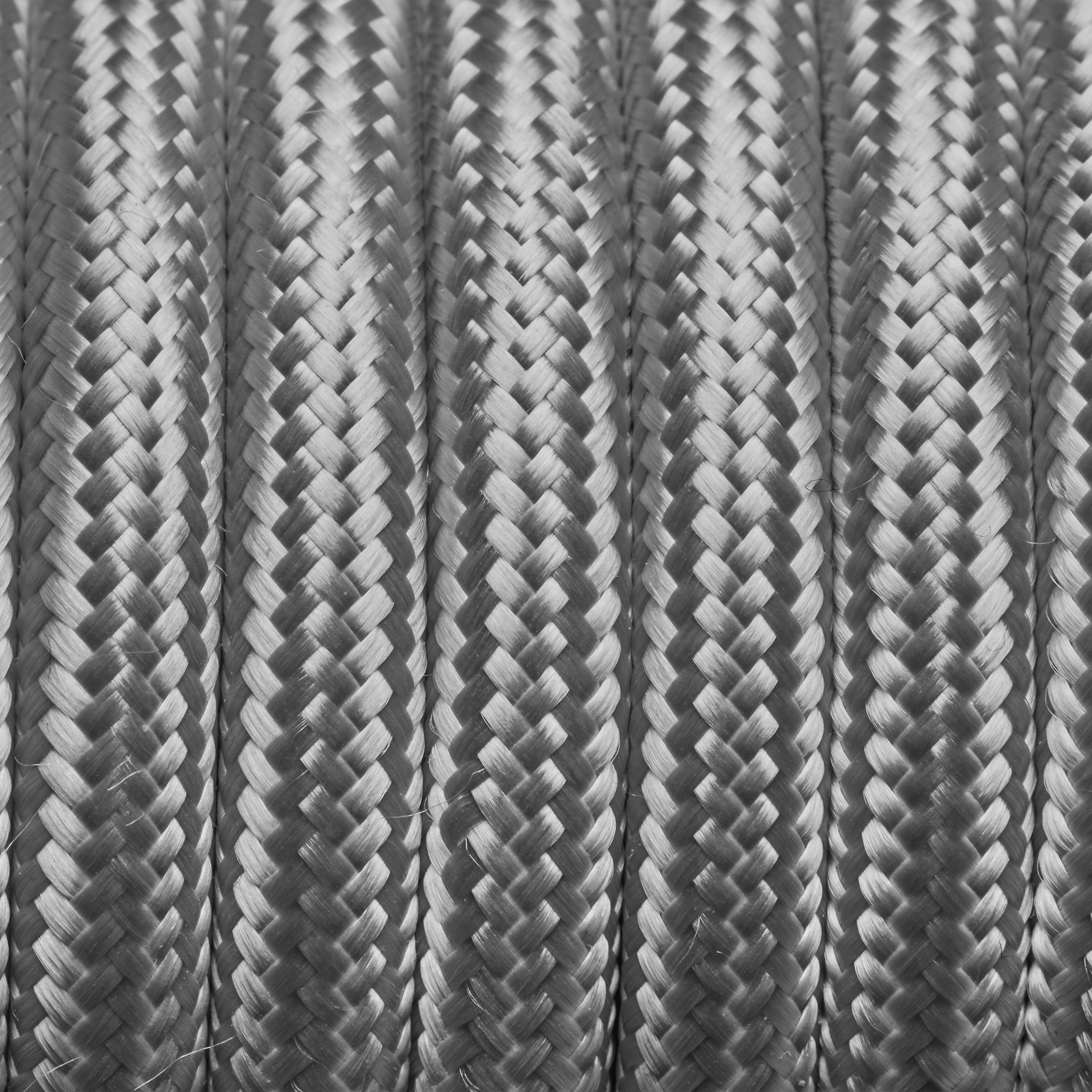 Industville – Round Fabric Flex – 3 Core Braided Cloth Cable Lighting Wire – Fabric Flex Cable – Silver Colour – Braided Woven Cloth Material – 100 CM