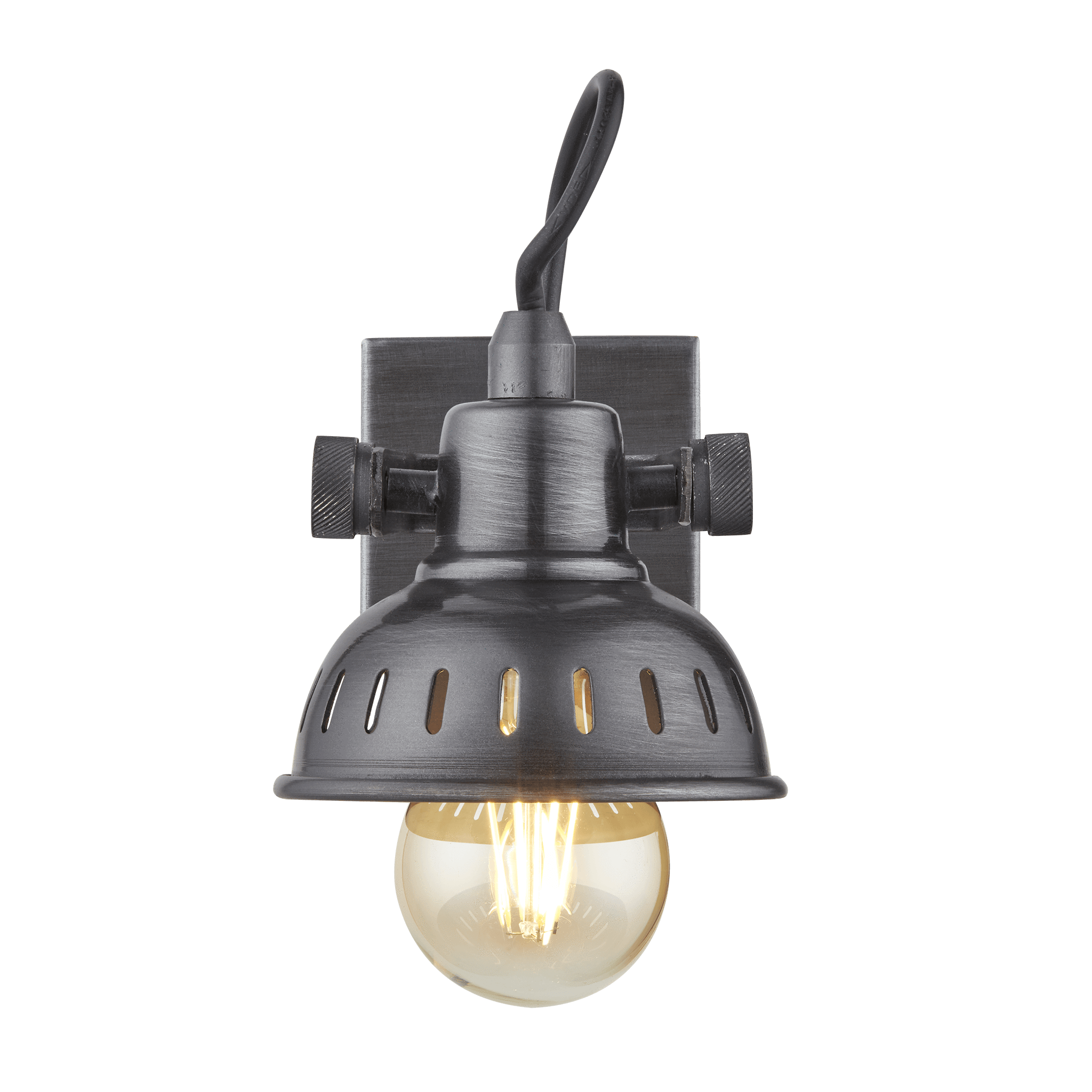 Industville – Swivel Spotlight – Single – Wall Light Fixture – Black / Grey Colour – Pewter / Brass Material – 12 CM X 11 CM X 18 CM