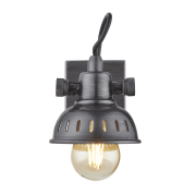 Industville – Swivel Spotlight – Single – Wall Light Fixture – Black / Grey Colour – Pewter / Brass Material – 12 CM X 11 CM X 18 CM