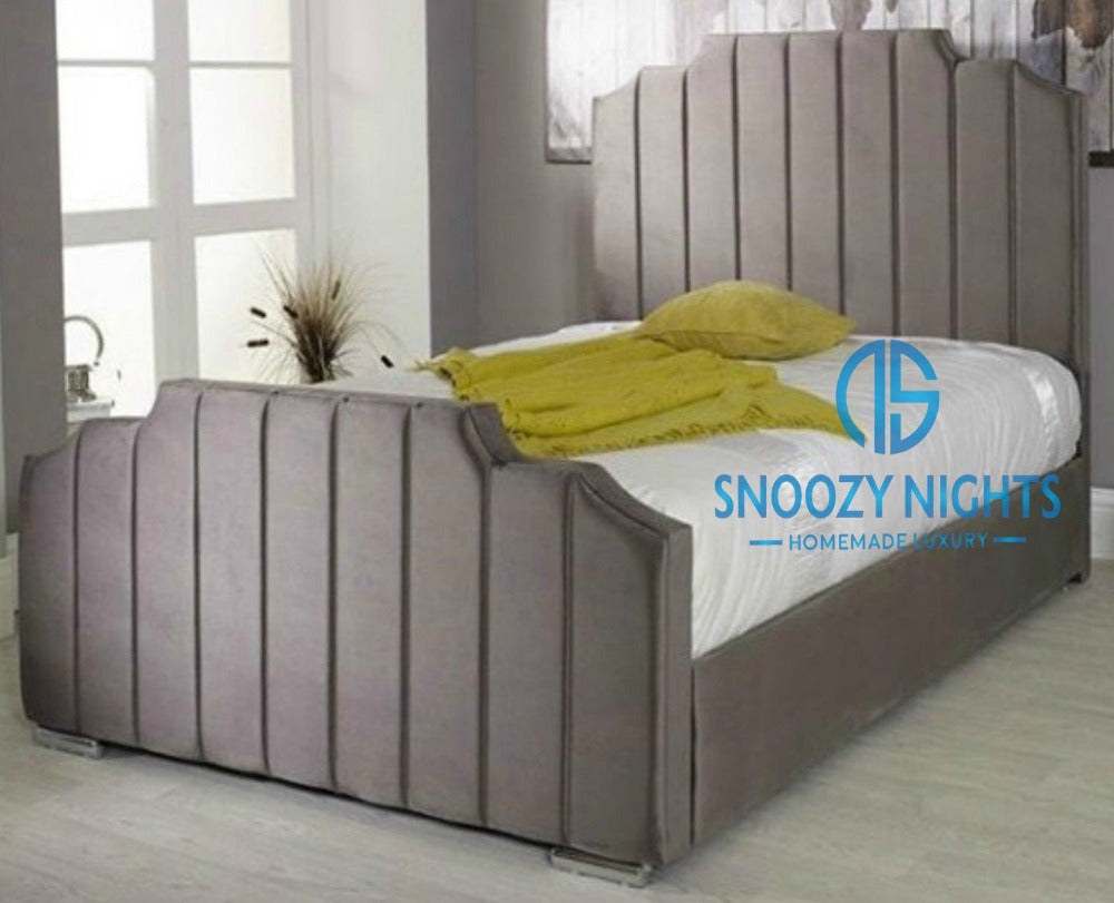 Art Deco Panel Sleigh Chesterfield Bed Frame – Snoozy Nights