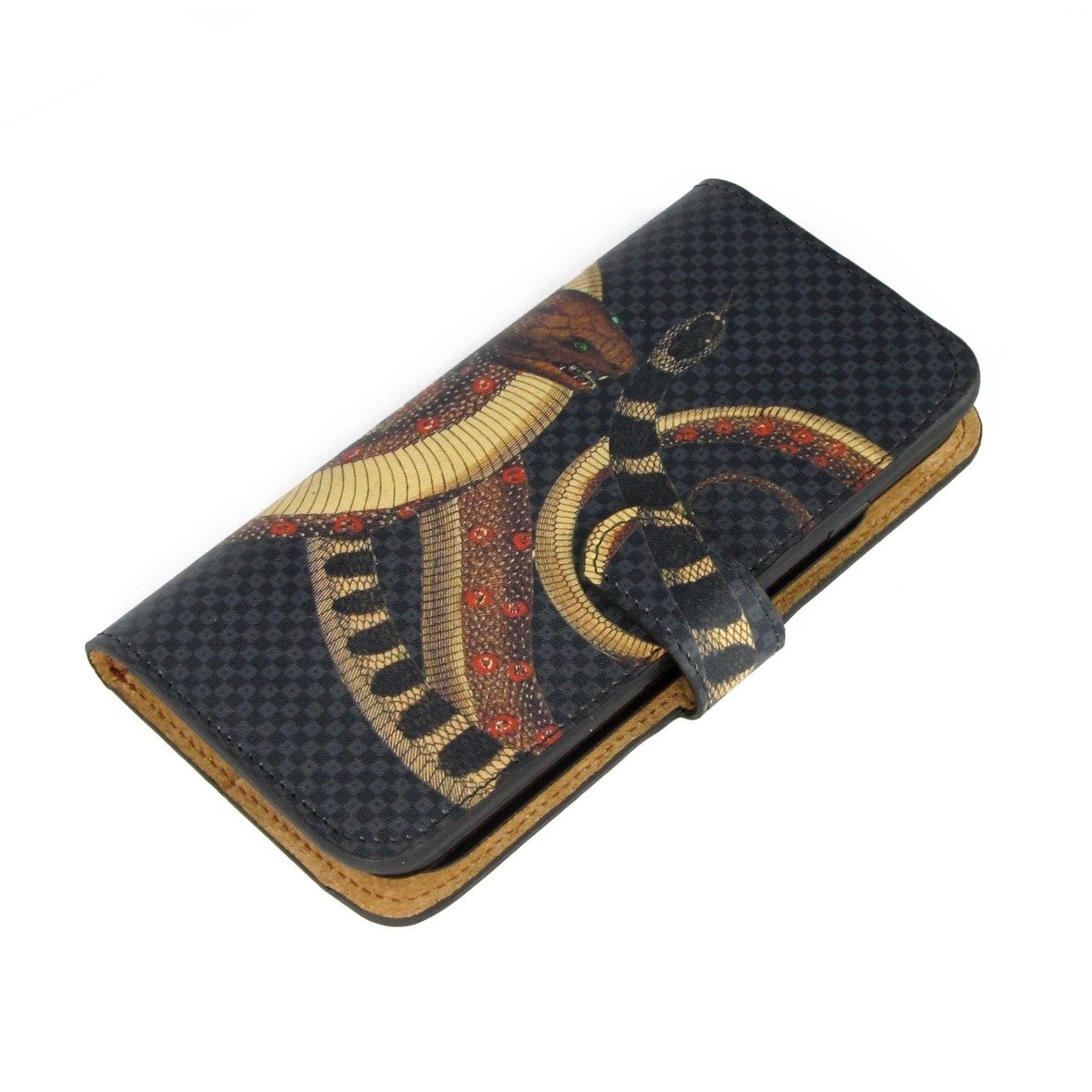 Leather Folio Phone Case – Snake – iPhone 8 / No personalisation / Black