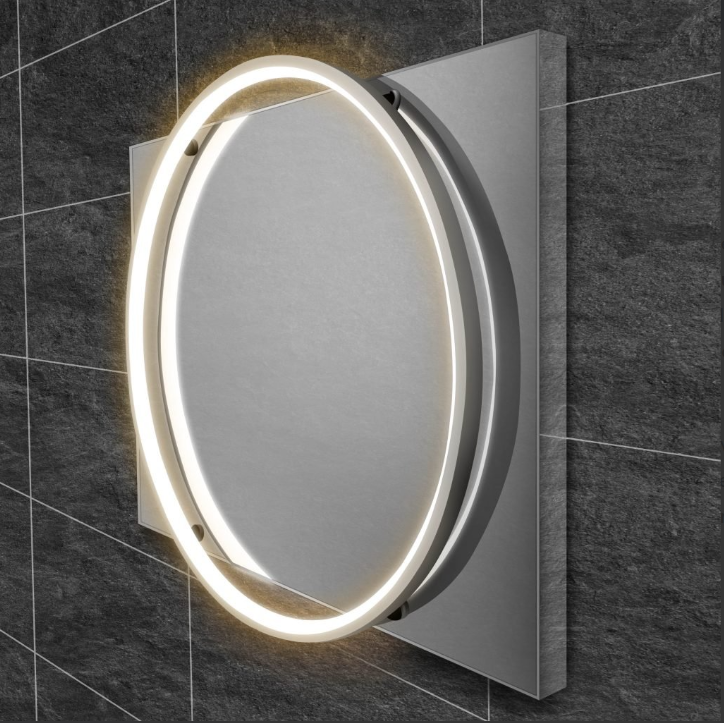 HiB Solas – Round LED Light Bathroom Mirror – H80 x W60(70) x D7.8cm – Chrome – HiB LED Illuminated Bathroom Mirrors – Stylishly Sophisticated