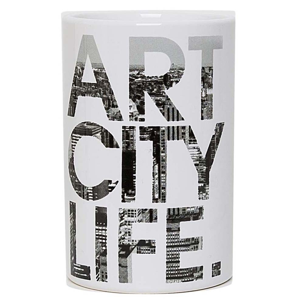 Sorema – Art City Life Toothbrush Holder – White – Ceramic – 11cm x 7cm x 7cm