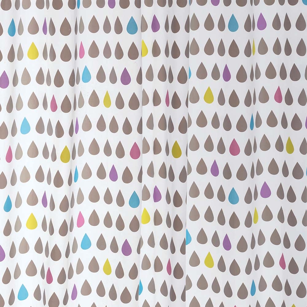 Sorema – Drop Shower Curtain – Grey / Brown / Yellow – Polyethylene Vinyl Acetate (PEVA) – 180cm x  200cm