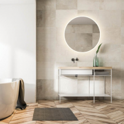 HiB Sphere – Round Circular LED Illuminated Bathroom Mirror – Sphere 80: Ø80 x D3cm – HiB LED Illuminated Bathroom Mirrors – Stylishly Sophisticated