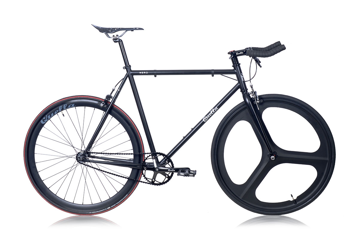 Single Speed Bike – Fixie Bicycle – Black MK2 – 58cm ( 5′ 11″ to 6′ 1″ ) – Hi-10 Steel Frame – Quella Bicycles