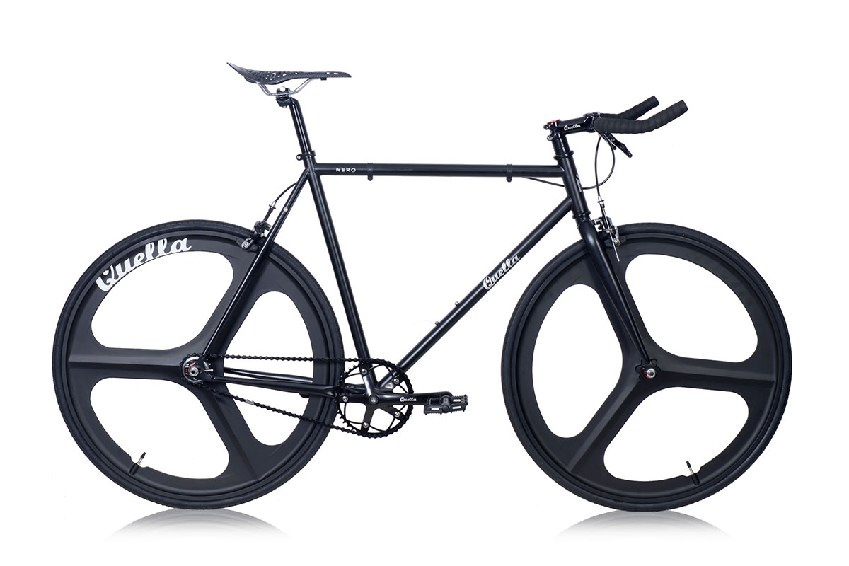 Single Speed Bike – Fixie Bicycle – Black MK3 – 58cm ( 5′ 11″ to 6′ 1″ ) – Hi-10 Steel Frame – Quella Bicycles