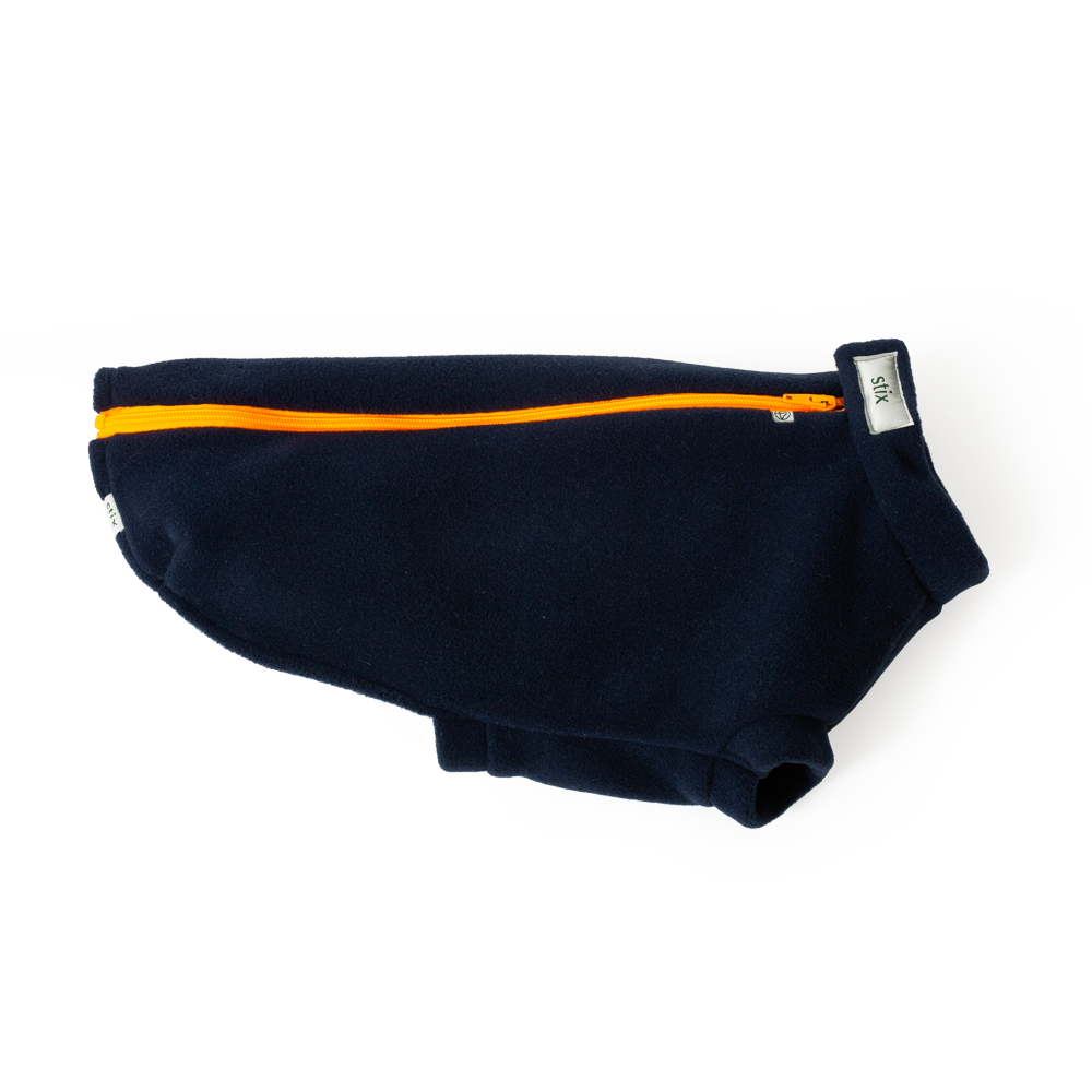 Dog Coats for Shih Tzus – Dog Coats by Stix and Co. M – Navy Blue – Orange