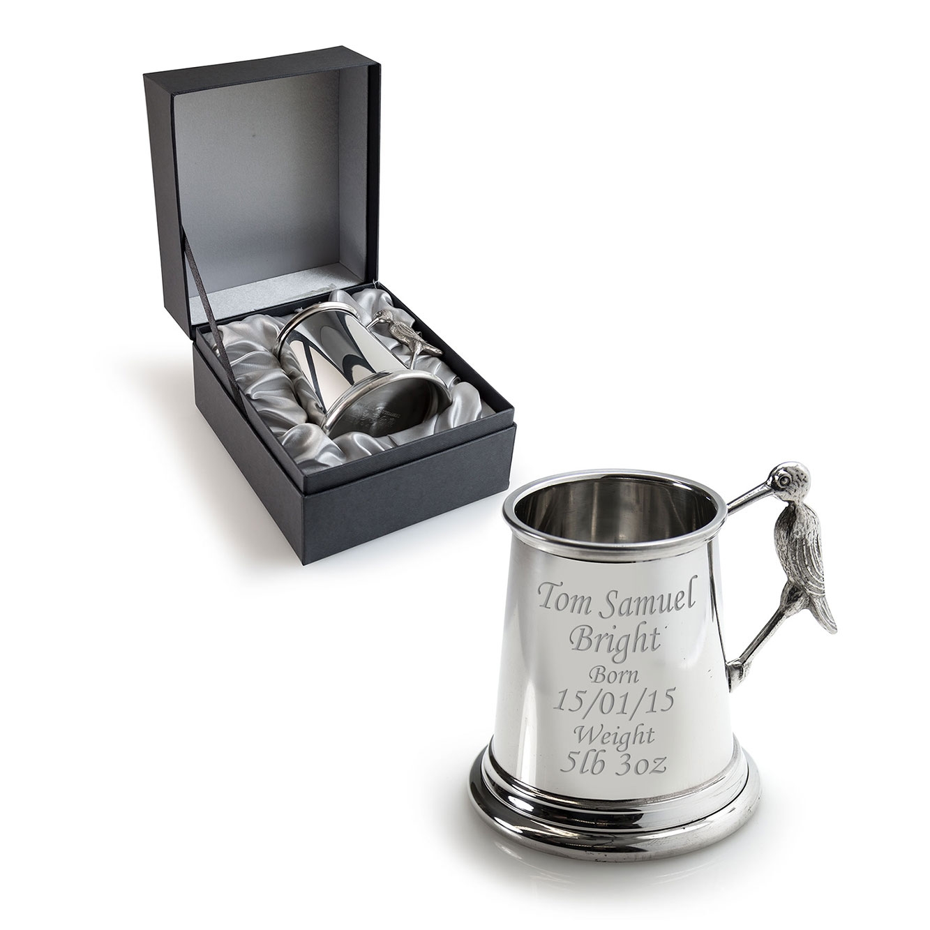 Baby Pewter Stork Design Tankard