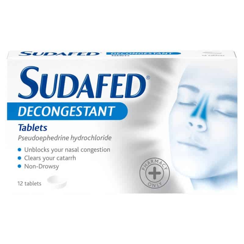 Sudafed Decongestant 12 Tablets – Caplet Pharmacy