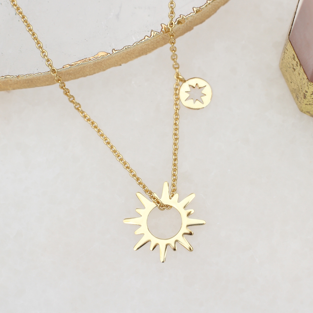 Personalised 18ct Gold Plated Sun And Star Necklace – Hurley Burley
