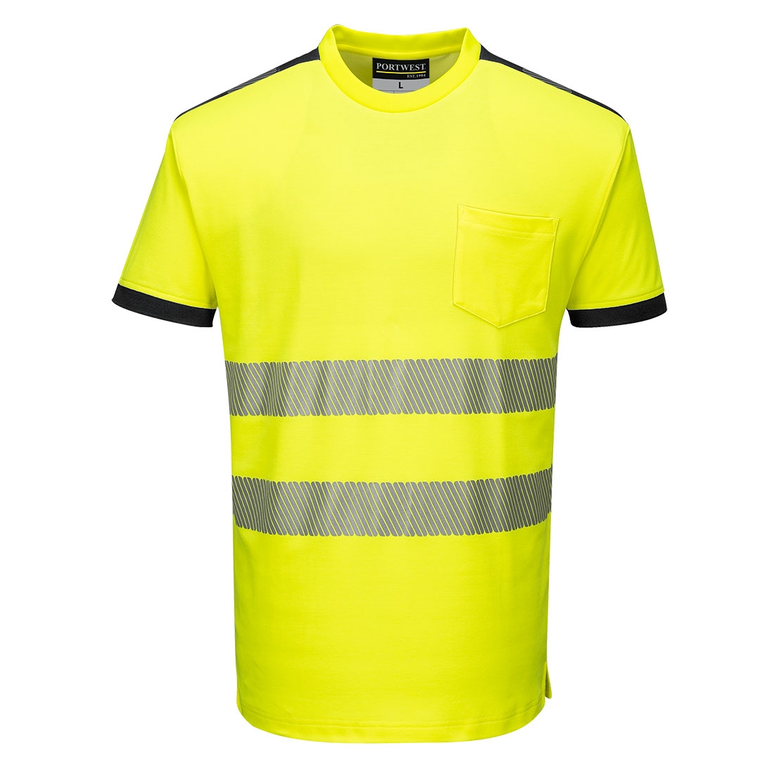 Hi-Vis T-Shirt S/S Yellow/Black – Yellow – M – Work Safety Protective Equipment – Portwest – Regus Supply