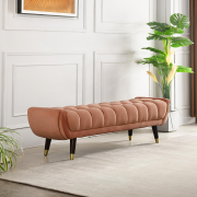 Orange Bench – Velvet – 3 colours 3 sizes – 100cm – Orange – Style Contemporary – Luxury Home & Outdoor Furniture – Steel – Horizon & Stone