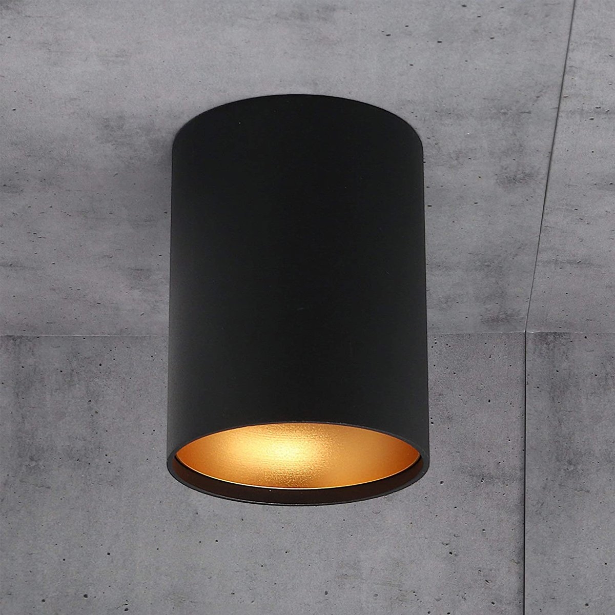 Black Or White Cylinder Ceiling Spotlight With Gold Inner Reflector Black – CGC Retail Outlet