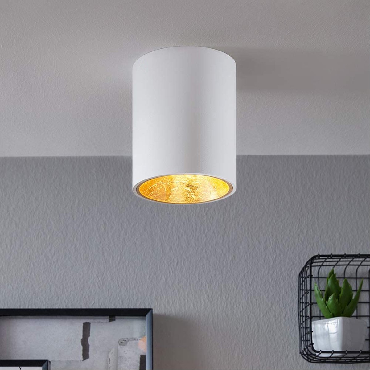 Black Or White Cylinder Ceiling Spotlight With Gold Inner Reflector White – CGC Retail Outlet