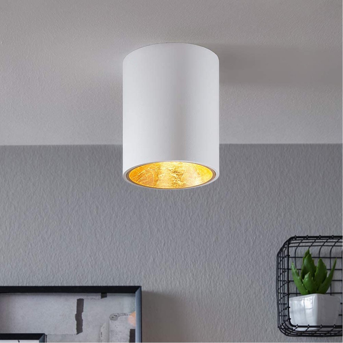 Black Or White Cylinder Ceiling Spotlight With Gold Inner Reflector White – By CGC Interiors