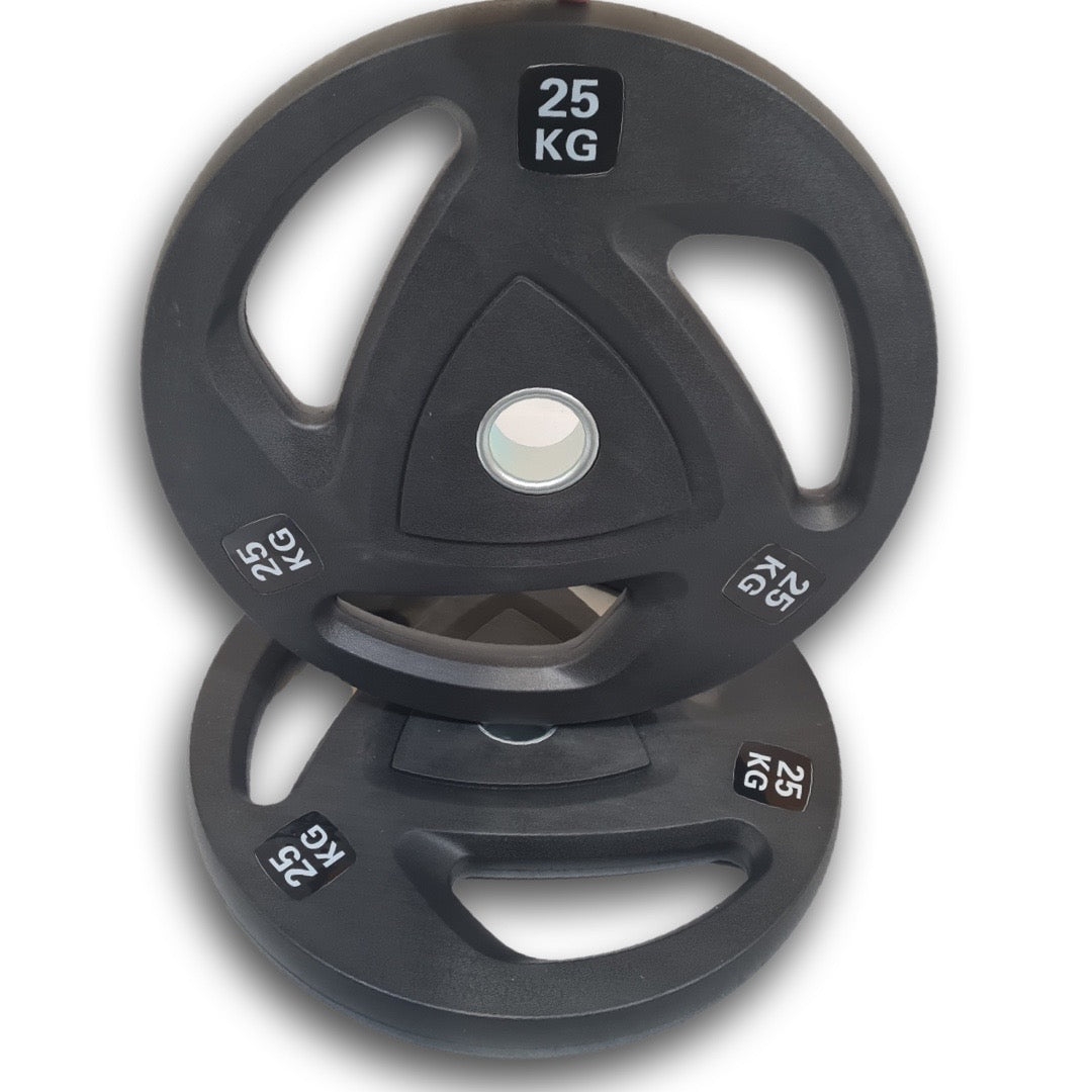 SuperStrong Tri-Grip Olympic Rubber Weight Plates Pair of 25kg – SuperStrong Fitness