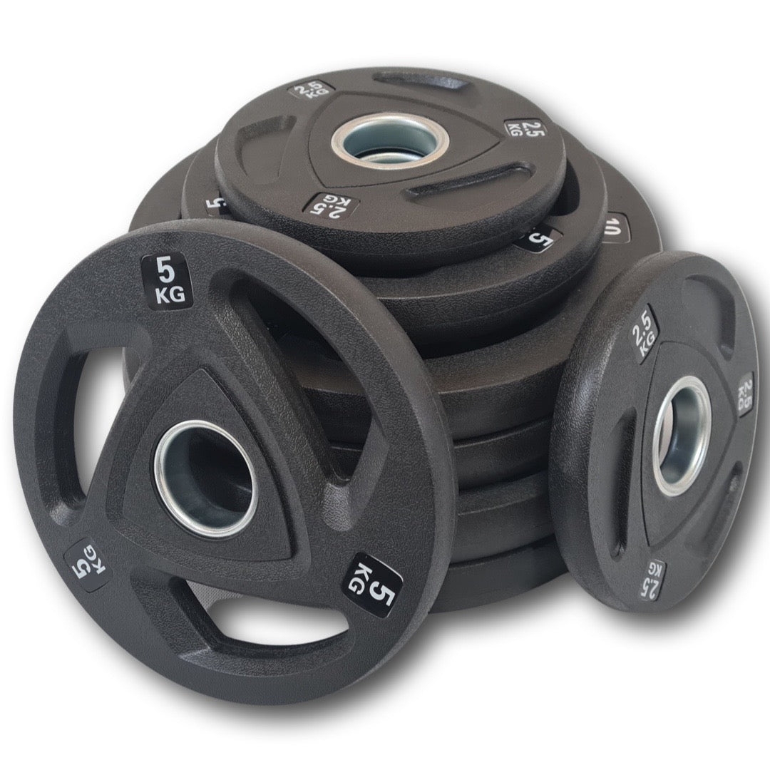 SuperStrong Tri-Grip Olympic Rubber Weight Plates 75kg Set – SuperStrong Fitness