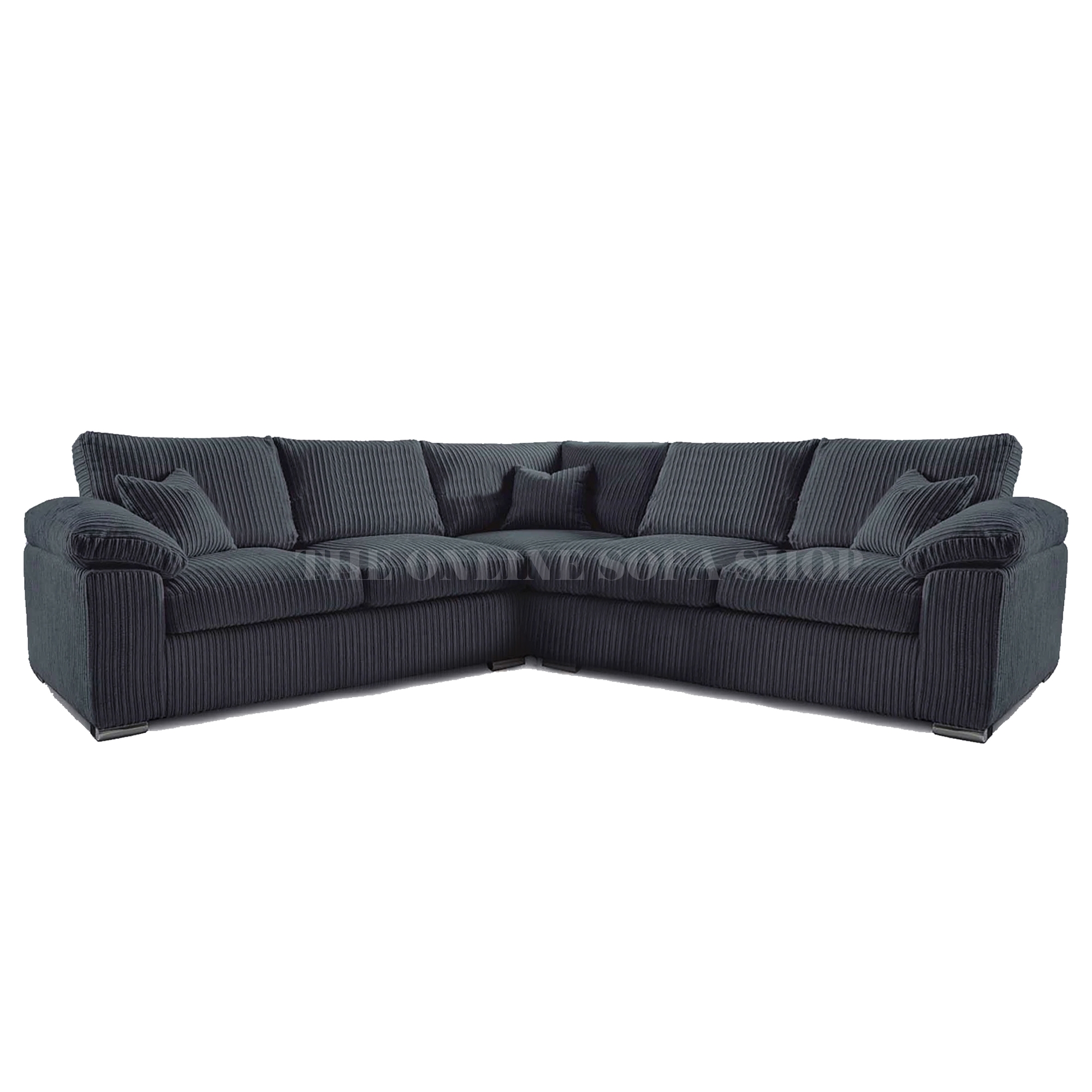 Delta 5 Seater Soft Cord L Shaped Corner Sofa – Black – The Online Sofa Shop