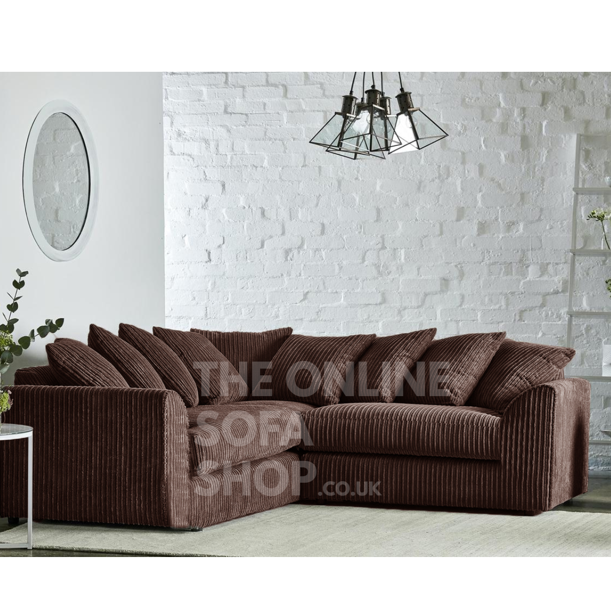 Ferguson Full Cord Corner Sofa – Chocolate – The Online Sofa Shop
