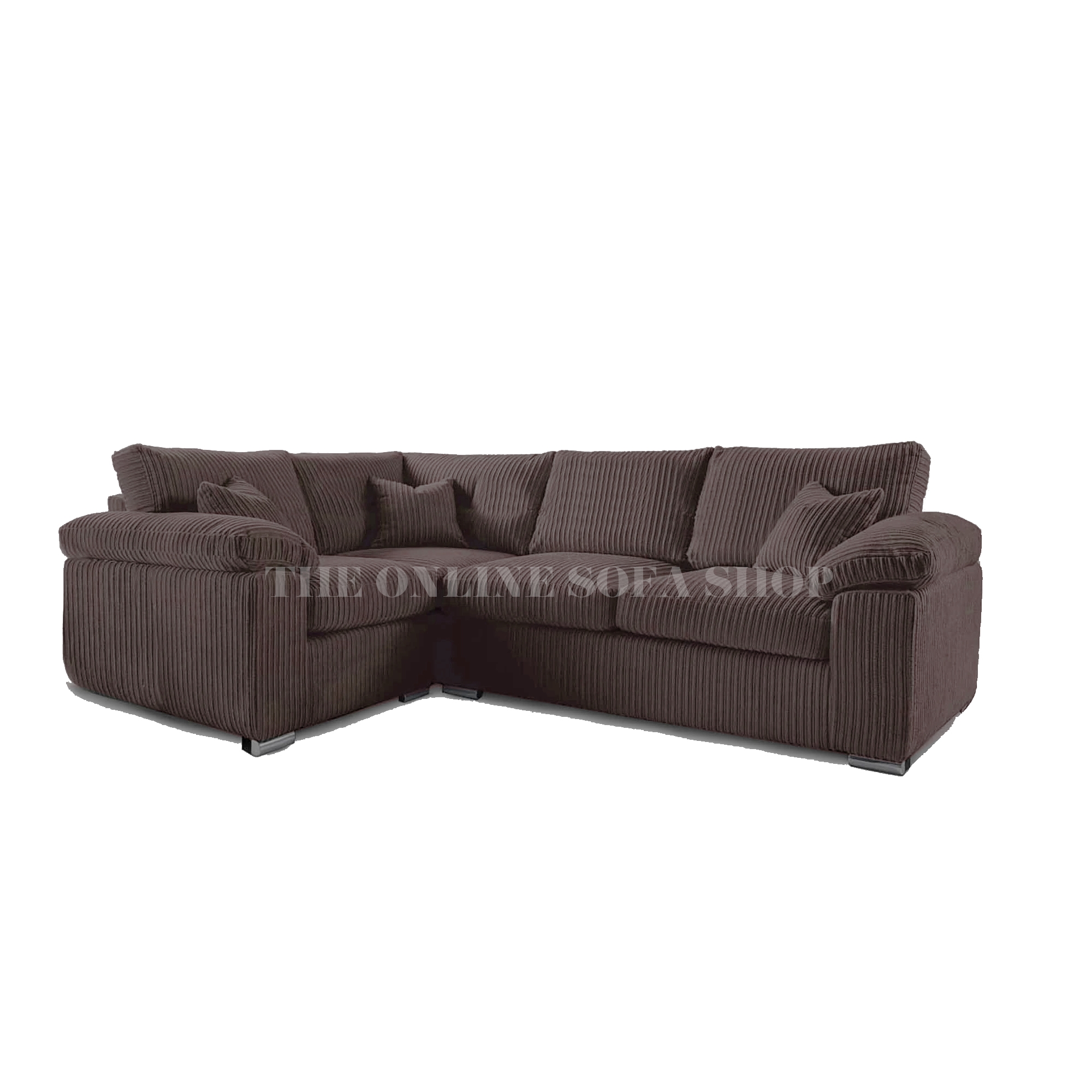 Delta 4 Seater Soft Cord Corner Sofa – Left Hand Facing – Chocolate – The Online Sofa Shop