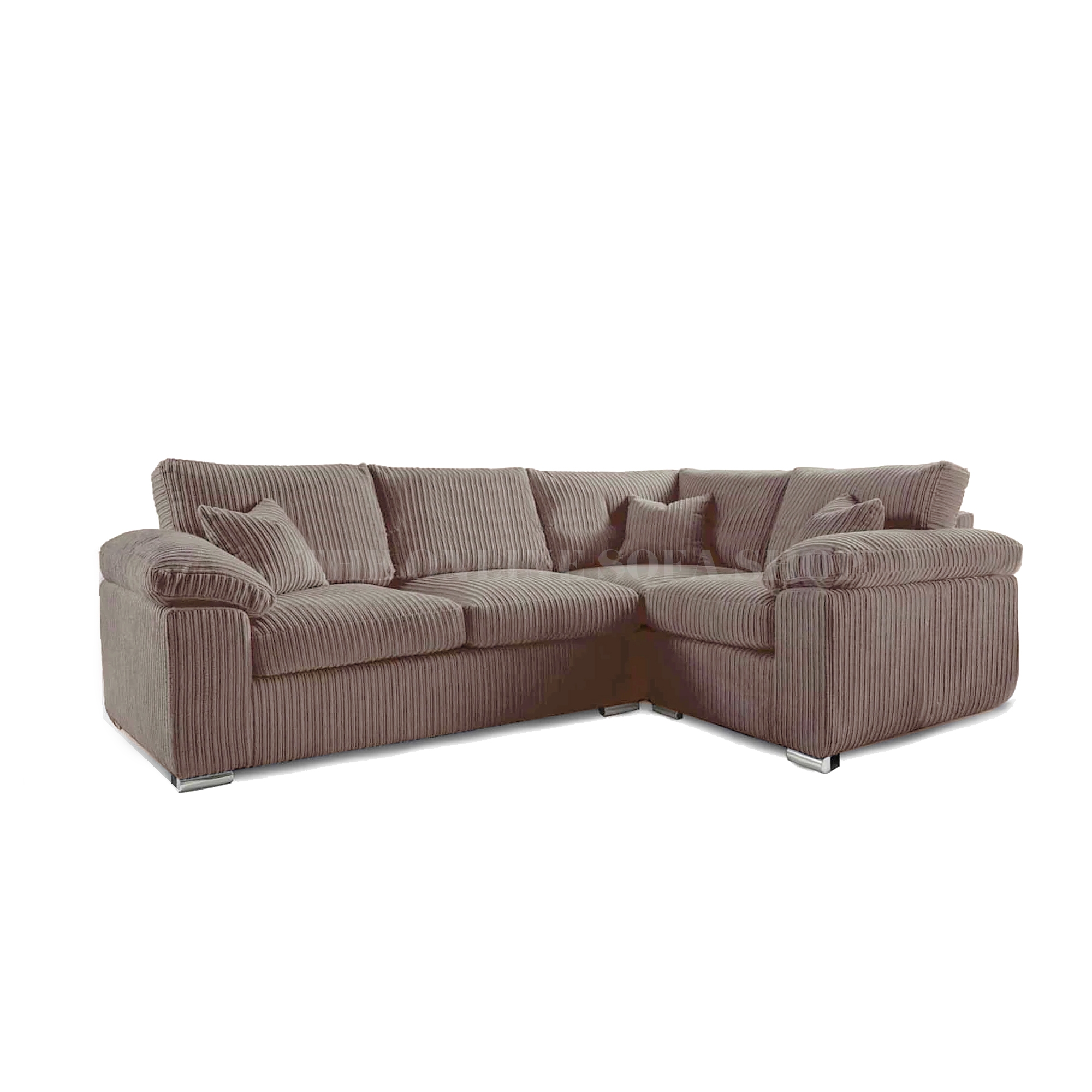Delta 4 Seater Soft Cord Corner Sofa – Right Hand Facing – Coffee – The Online Sofa Shop