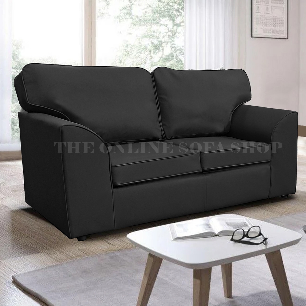 Danbury 2 Seater Leather Sofa – Black – The Online Sofa Shop