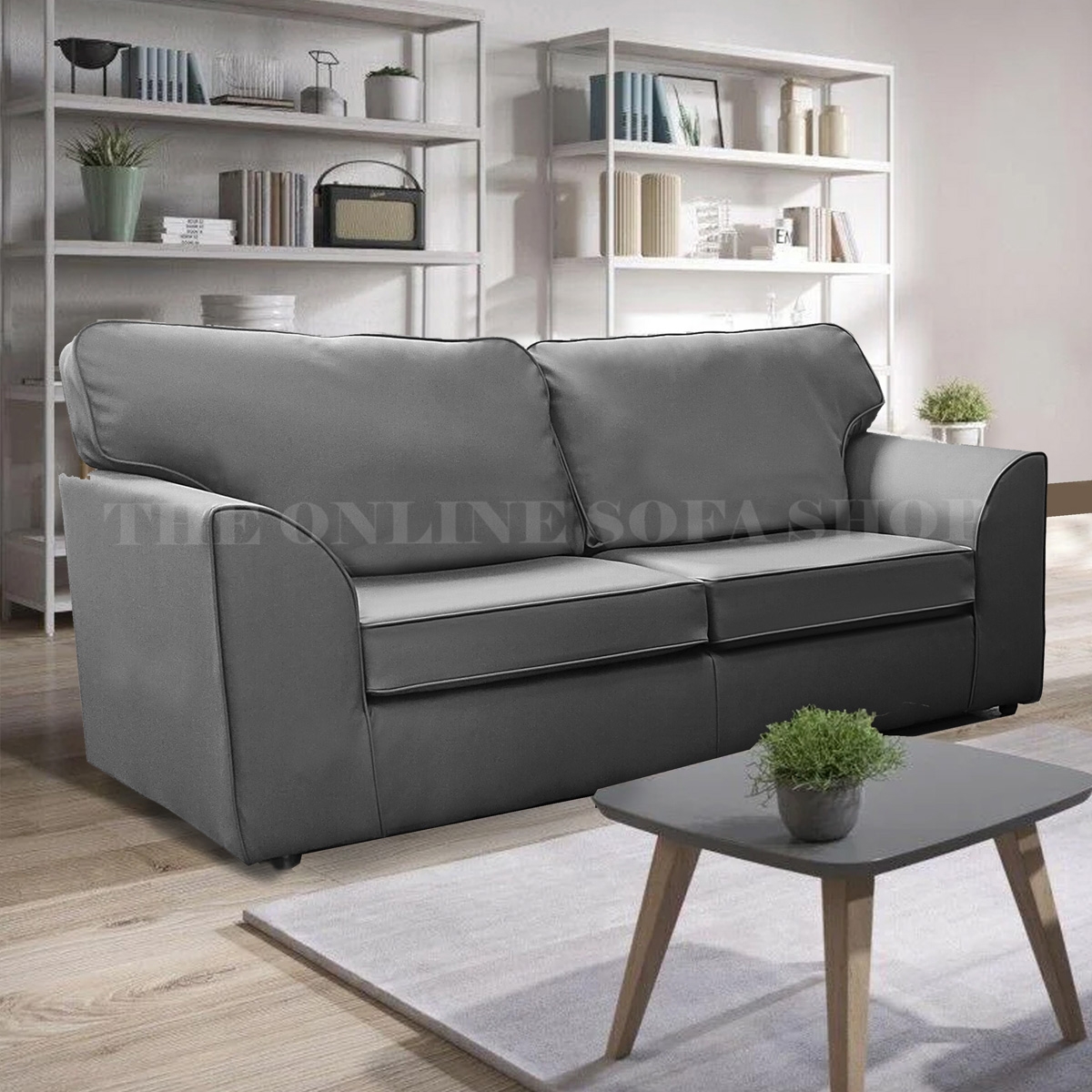 Danbury 3 Seater Leather Sofa – Grey – The Online Sofa Shop