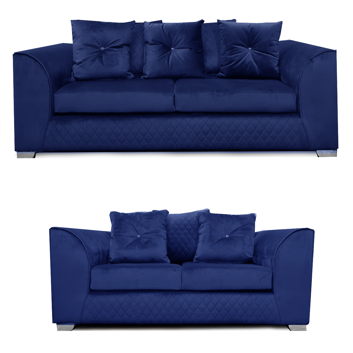 Victoria Modern Plush Velvet 3 + 2 Sofa Suite – Blue – The Online Sofa Shop