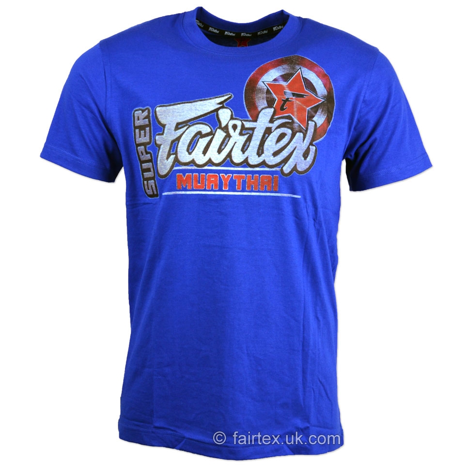 Fairtex Super Muay Thai T-Shirt Blue Tst106  – Size: L – Adult – Unisex
