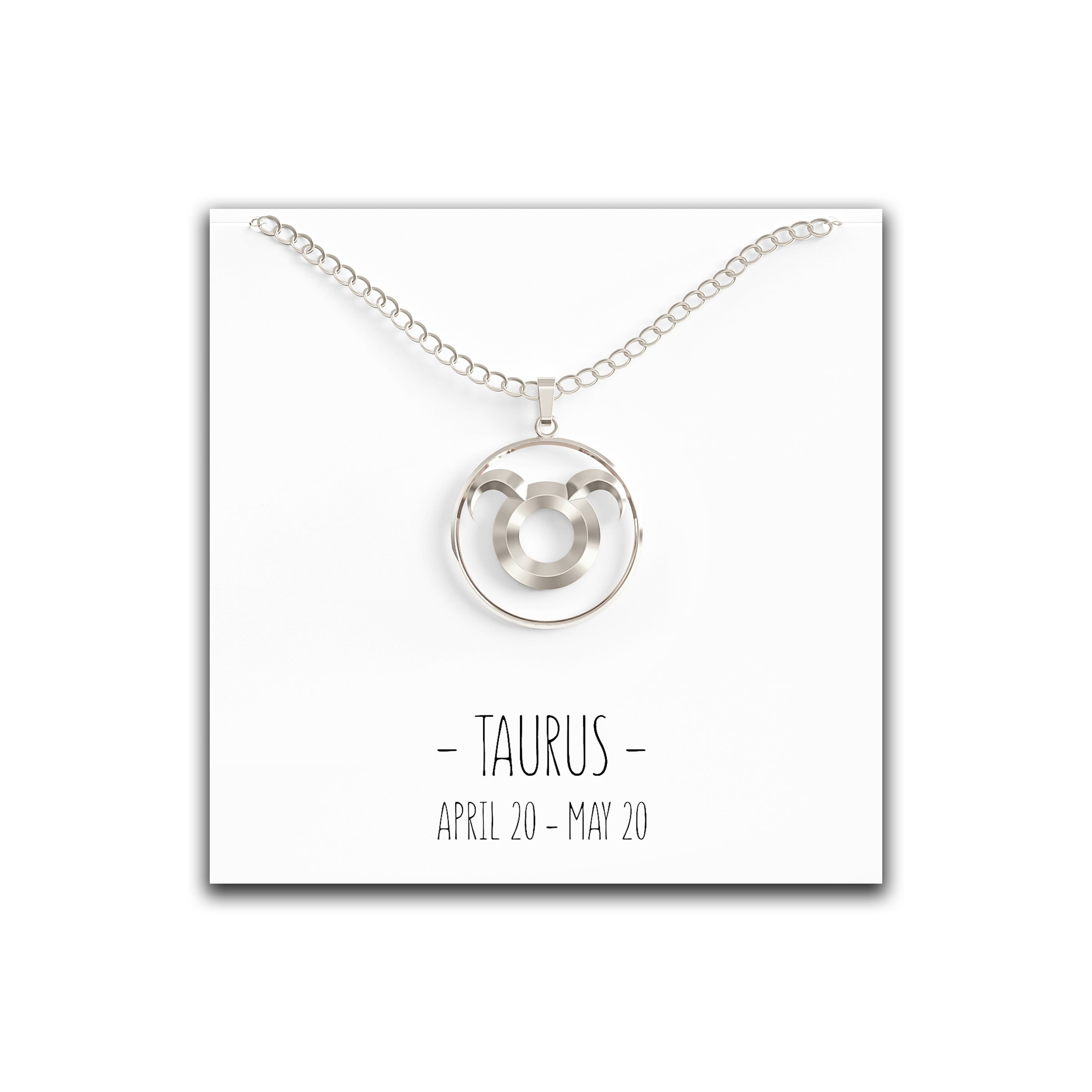 Taurus Zodiac Necklace – Silver, Rose Gold & Gold Silver – Happy Kisses