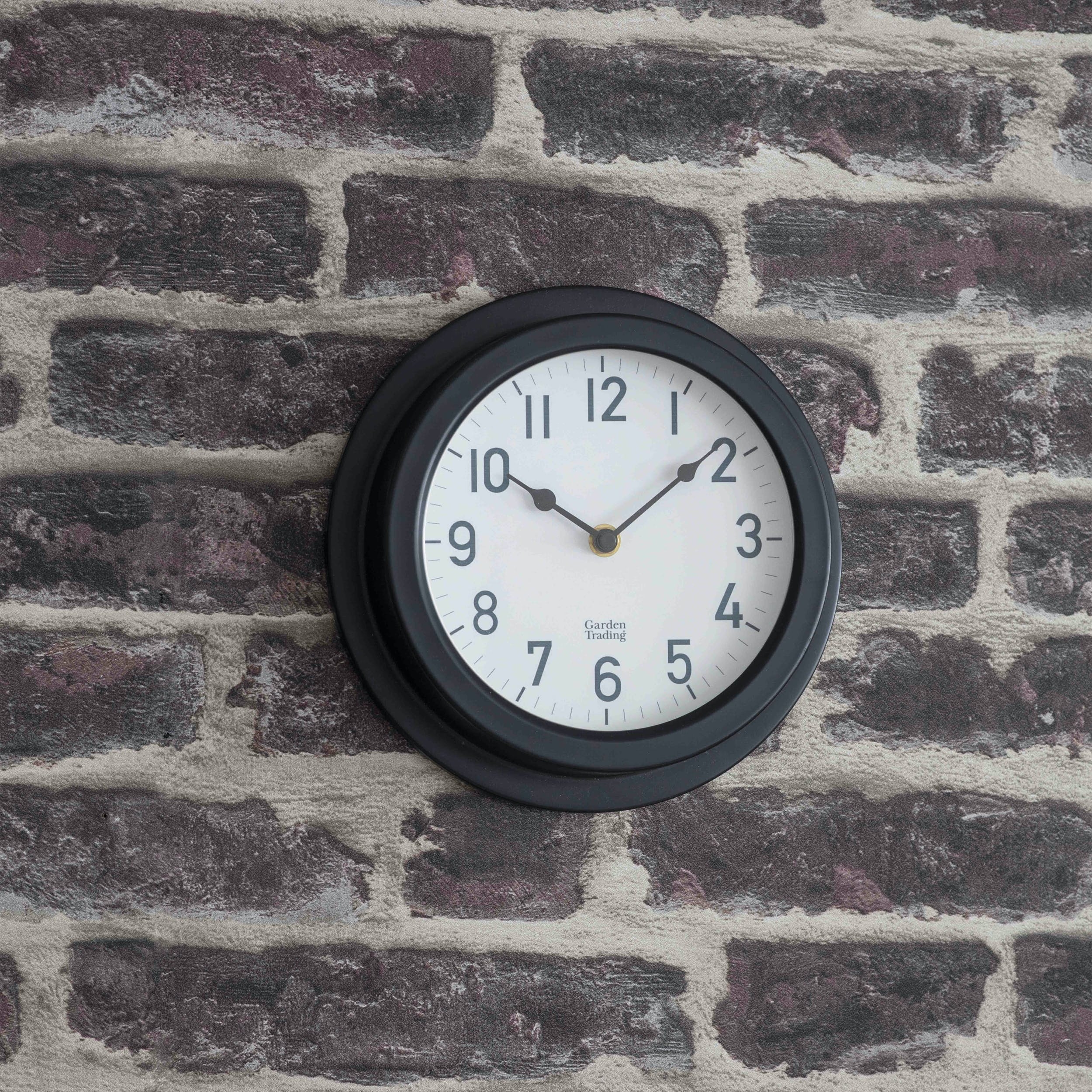 Steel Tenby Clock In Carbon – Garden Trading