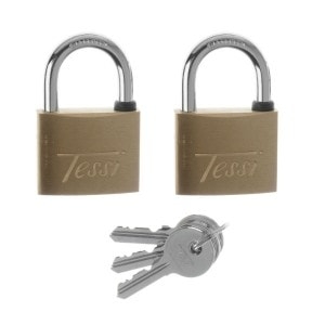 Locks & Ironmongery Padlocks Tessi Padlock Brass Keyed Alike 40mm 2pk – TotalDIY