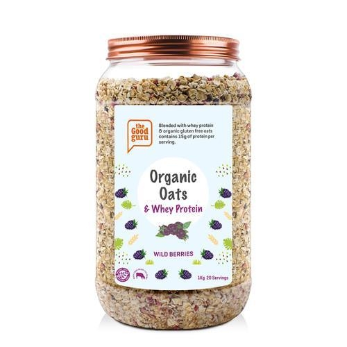 Organic Oats & Whey Protein | Wild Berries | The Good Guru | 20 Servings | 1kg
