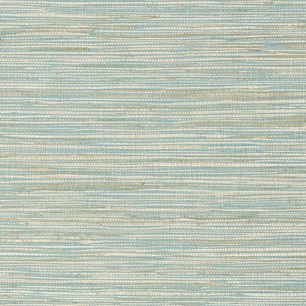 Thibaut – Faux Resource Jindo Grass T75116 Wallpaper – Mint Blue / Brown – Vinyl Face – 68.58cm x  8.23 m
