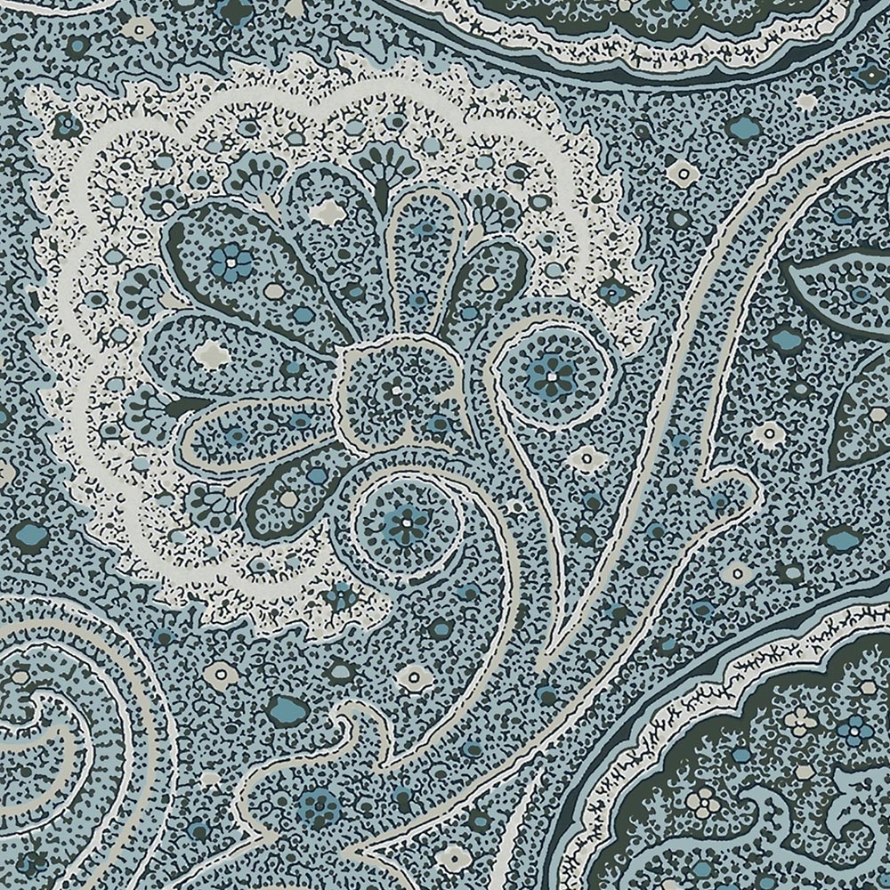 Thibaut – Greenwood Sherrill Paisley T85078 Wallpaper – Blue / Grey / Brown – Non-Woven – 52.07cm x  10.06 m