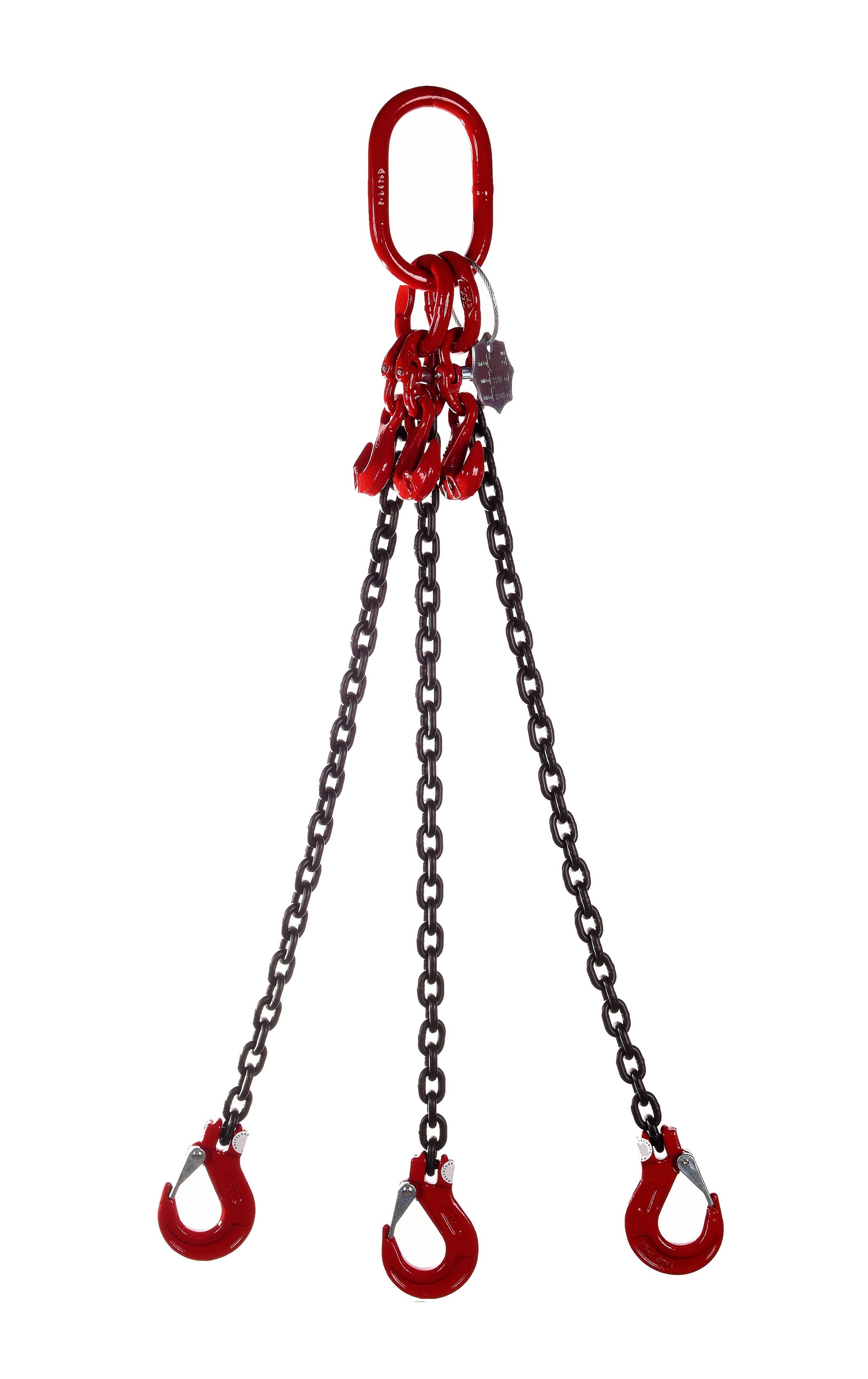 3 Leg 3.15 tonne 7mm Lifting Chain Sling with choice of length and hooks – With Shortening Hook – 4mtr – Clevis Sling Hook – Chain Slings – WSB