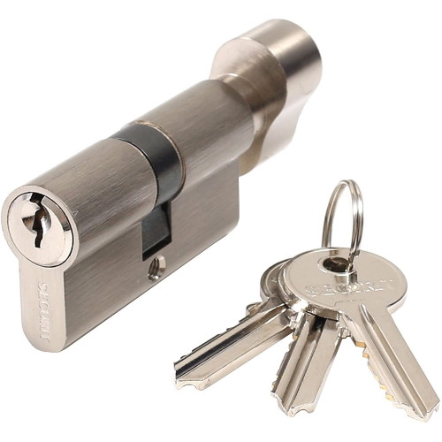 Satin Nickel 30T/30 Thumb Turn Euro Cylinder Lock (60mm) – Euro Door Barrel Lock With 3 Keys – High Security for Wooden – UPVC & Composite Doors – My
