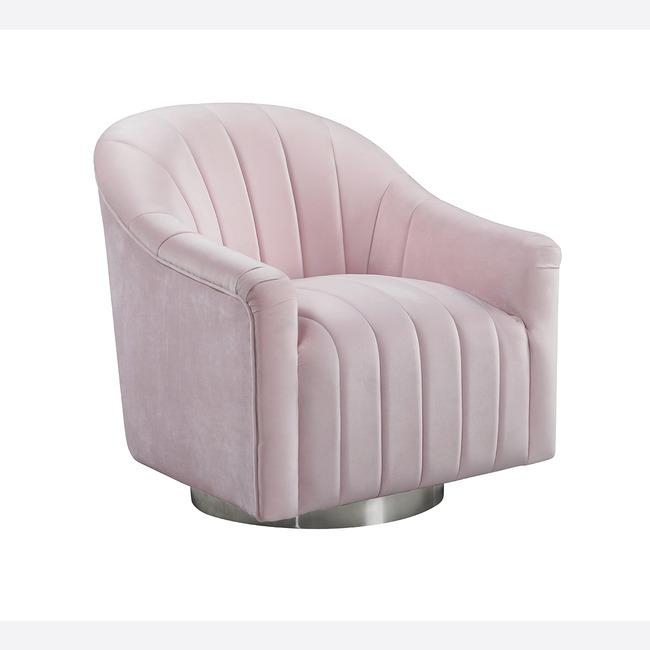 Plush Velvet Occasional Swivel Chair Pink – By CGC Interiors