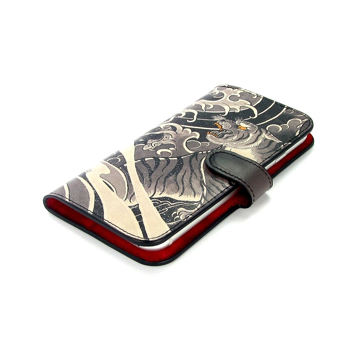 Leather Wallet Phone Case – Tiger and Dragon Tattoo – iPhone 11 Pro Max / No personalisation / Black