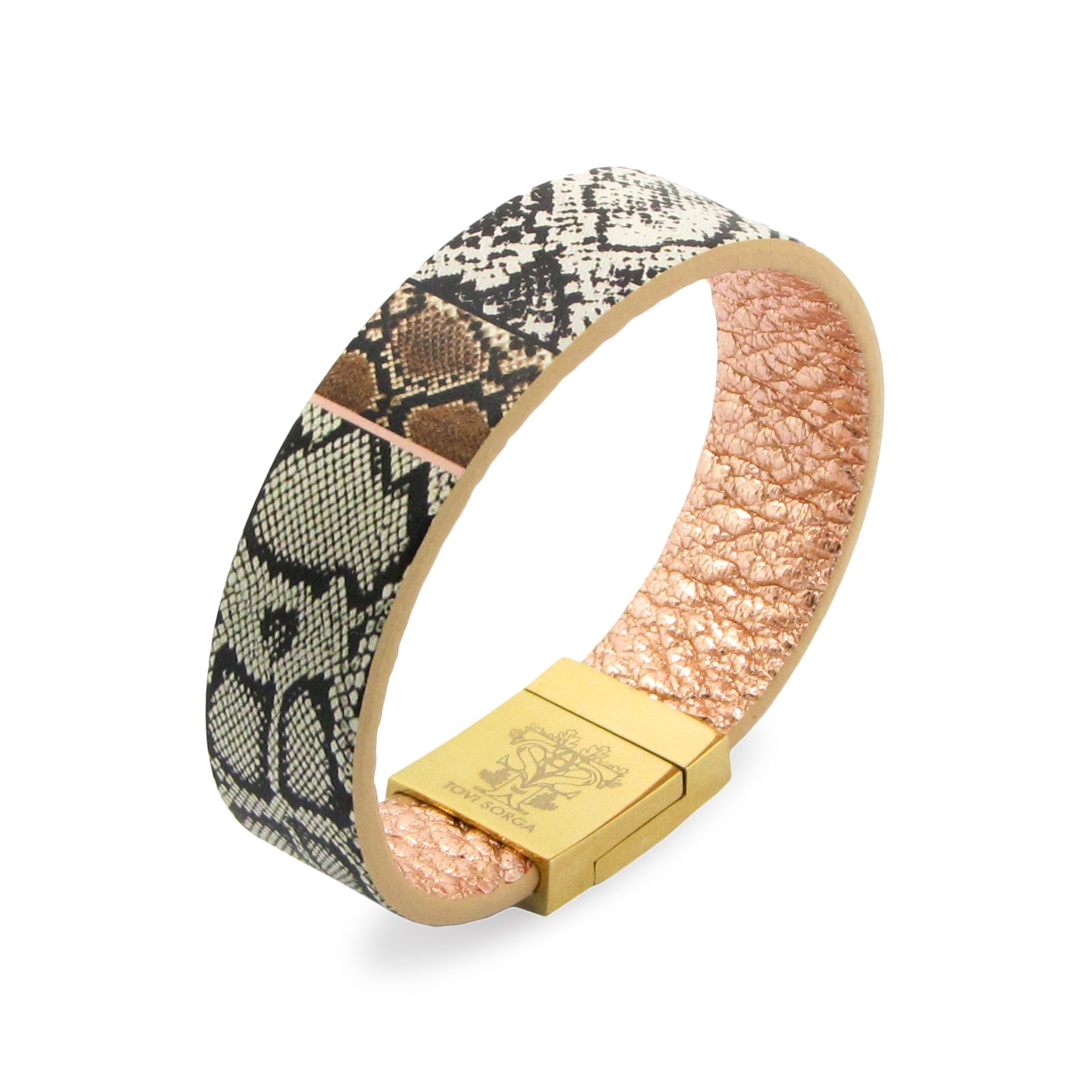 Leather Contactless Payment Bracelet: White Snake – Extra-Small / Grey