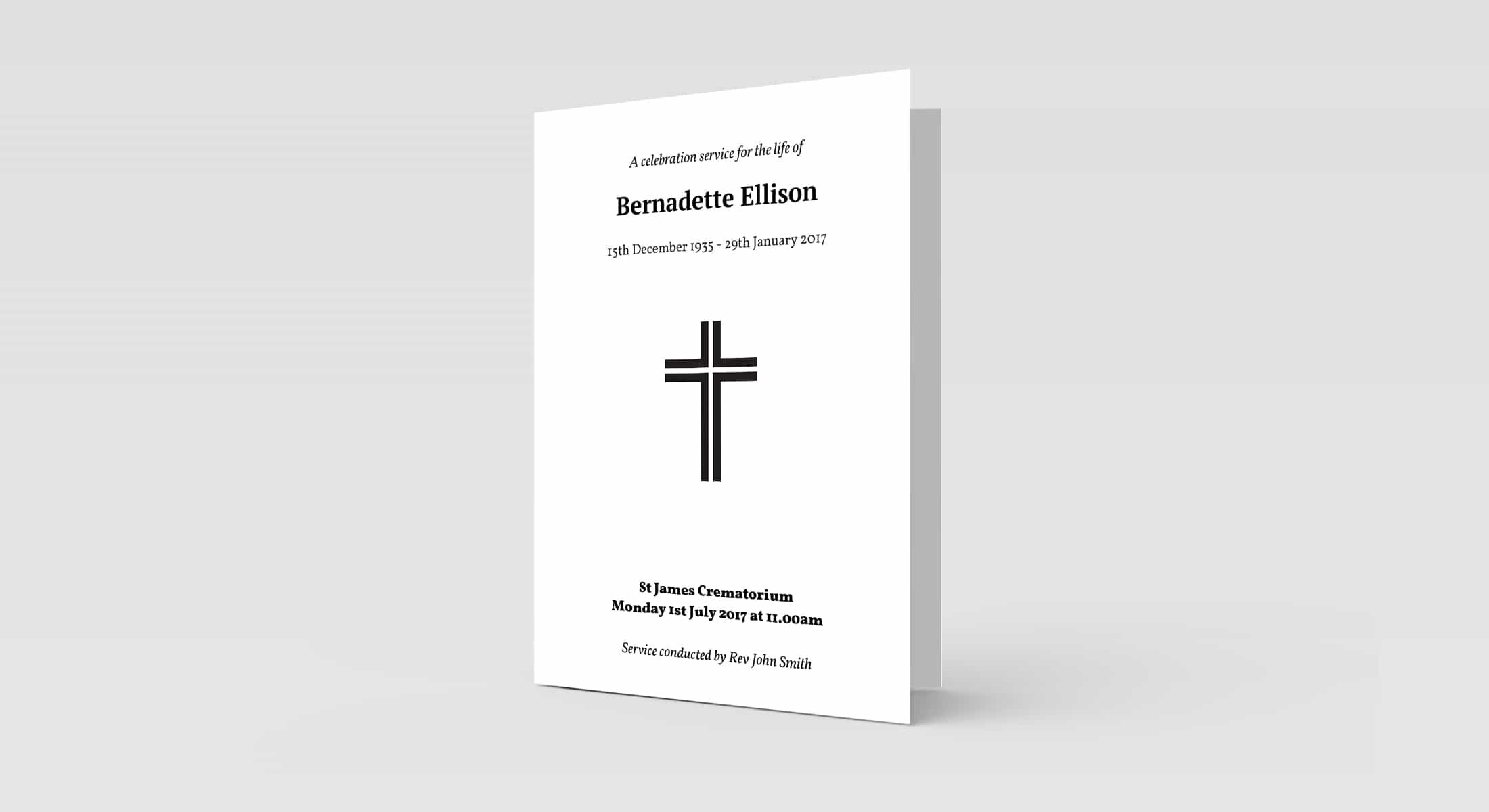 Funeral Order Of Service – Traditional Single Cross Photo Personalised Design – High Quality Print – Heavy 300g Card – Qty (10x) – Memorial Booklet