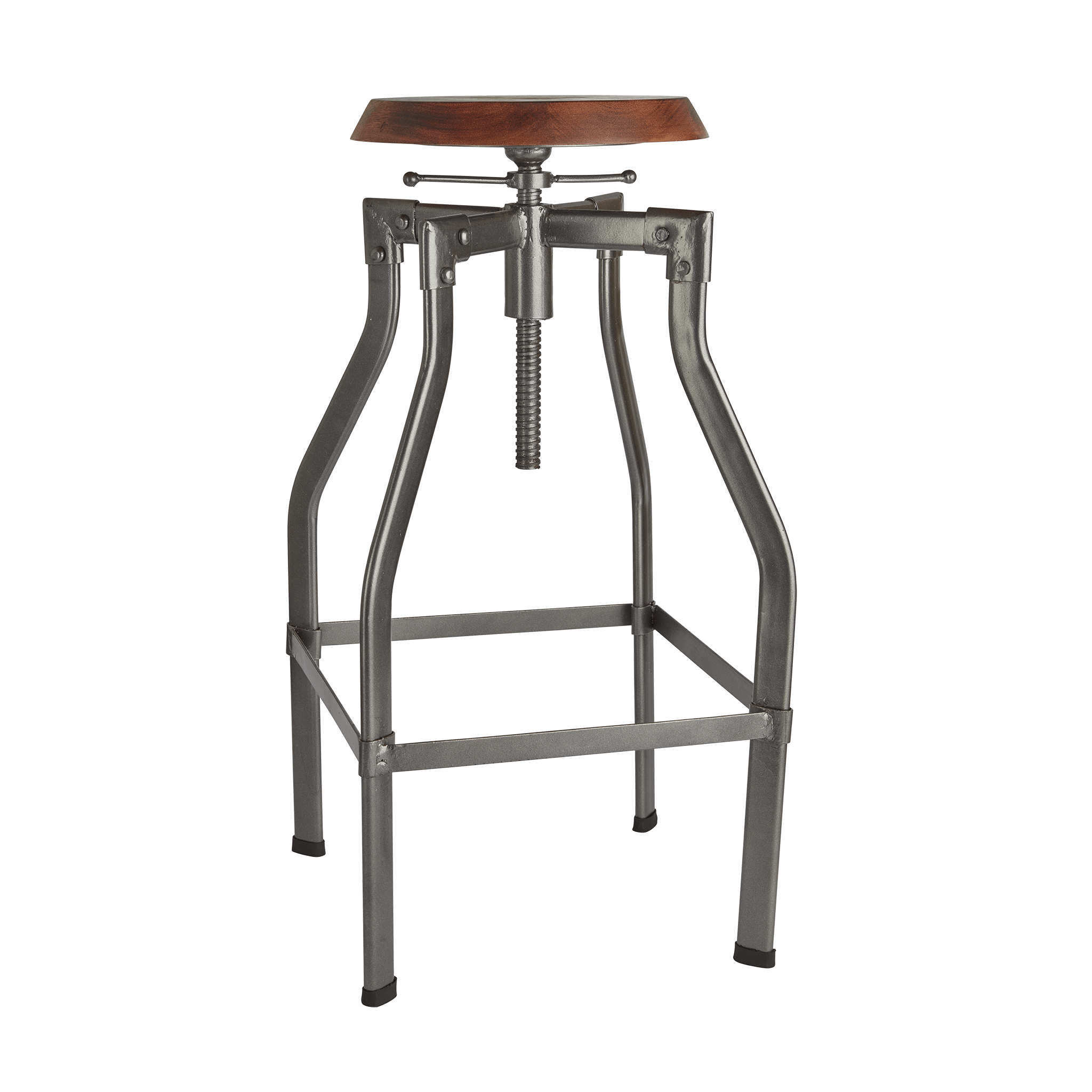 Industville – Adjustable Bar Stool – 35 Inch – Bar Seating – Brown / Grey Colour – Metal / Wood Material – 76 CM X 46 CM X 46 CM