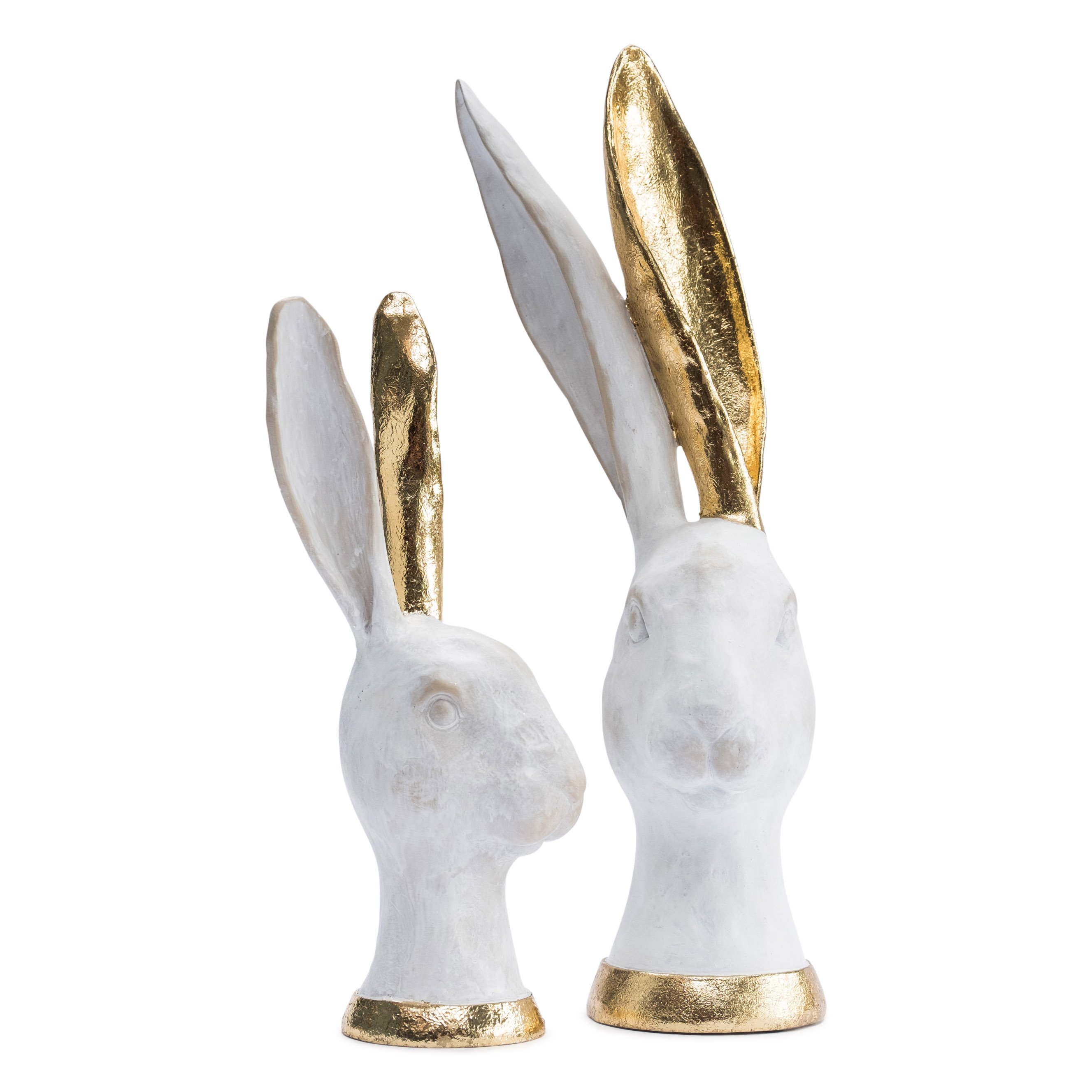 White and Gold Hares – Set of 2 Quirky Animal Figures